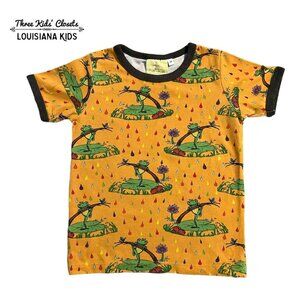 Coddi & Womple 3Y Organic Frogs & Raindrops Ringer Tee Shirt